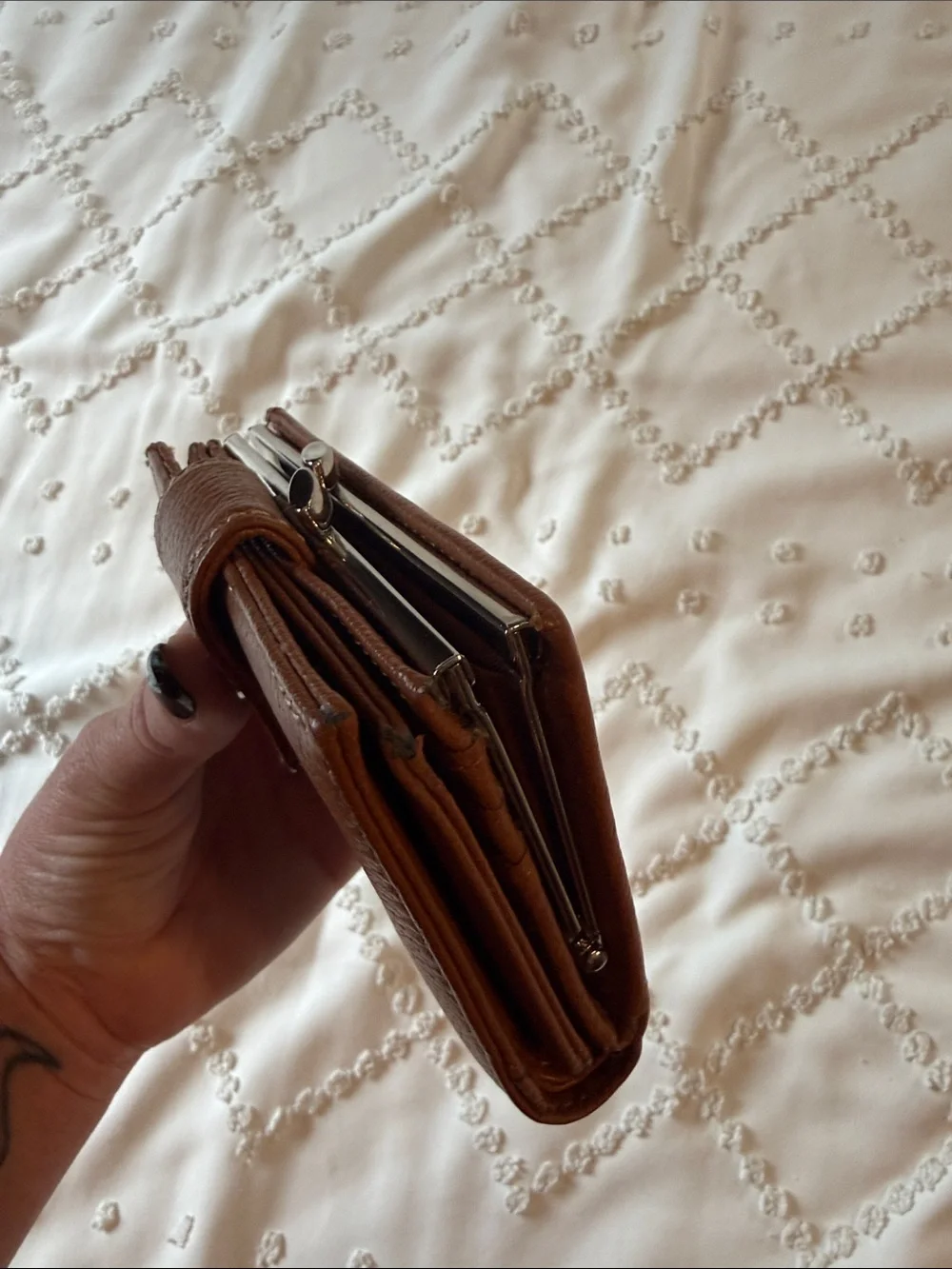 Giani Bernini Brown Pebbled Leather Card Wallet with Silver Hardware